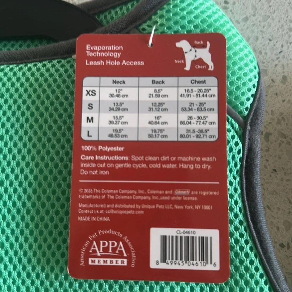 Coleman Pet Cooling Jacket - Green and Gray